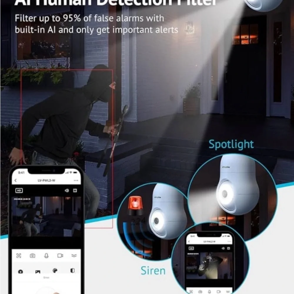 White Security Camera Bulb - 2 Pack